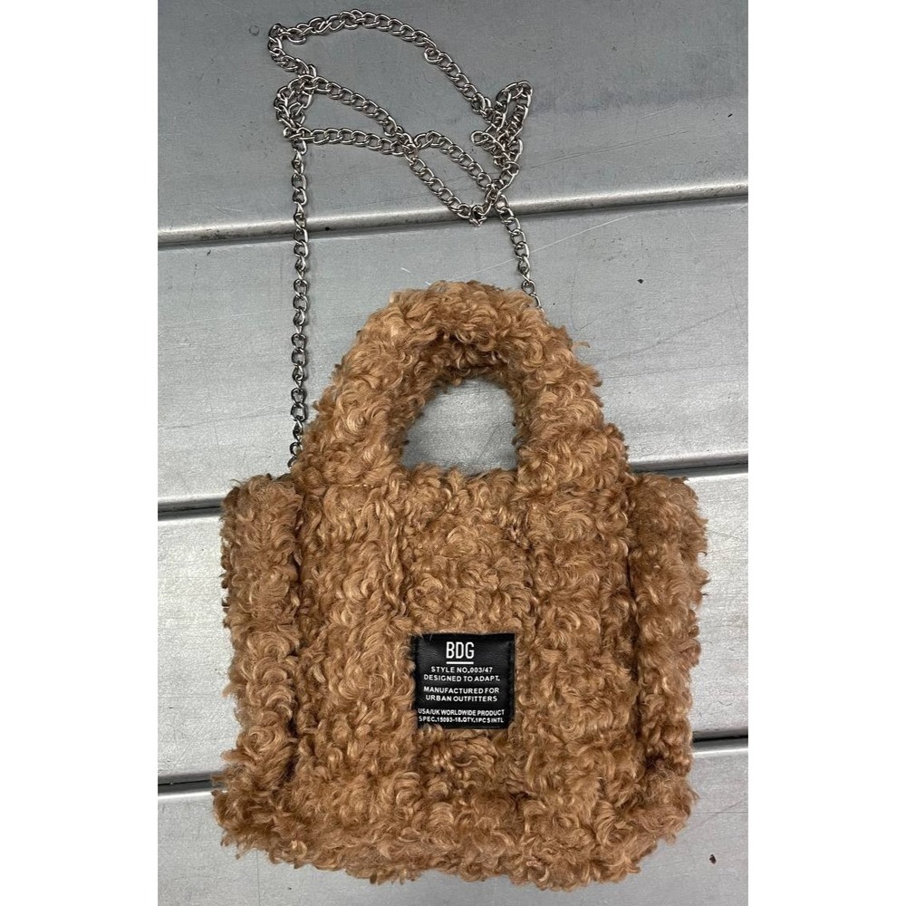 BDG Urban Outfitters Mini Handbag Womens Brown Faux‎ Fur Teddy Bag Chain Strap